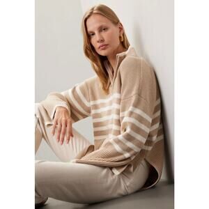 Rails Tessa Sweater • Striped Wool Blend Quarter Zip Knit Pullover Sz XS